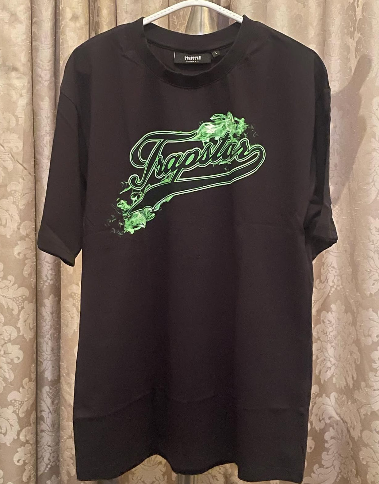 Trapstar “Green Flame Script” Tee – Black