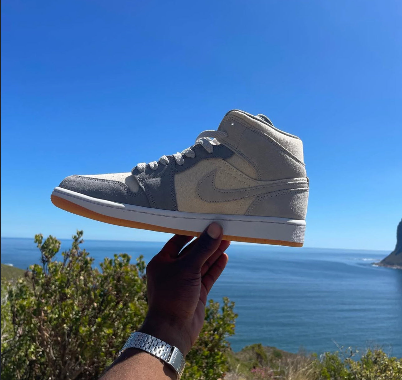Air Jordan 1 Mid “Cement Grey/Sail/Gum” – Premium Suede